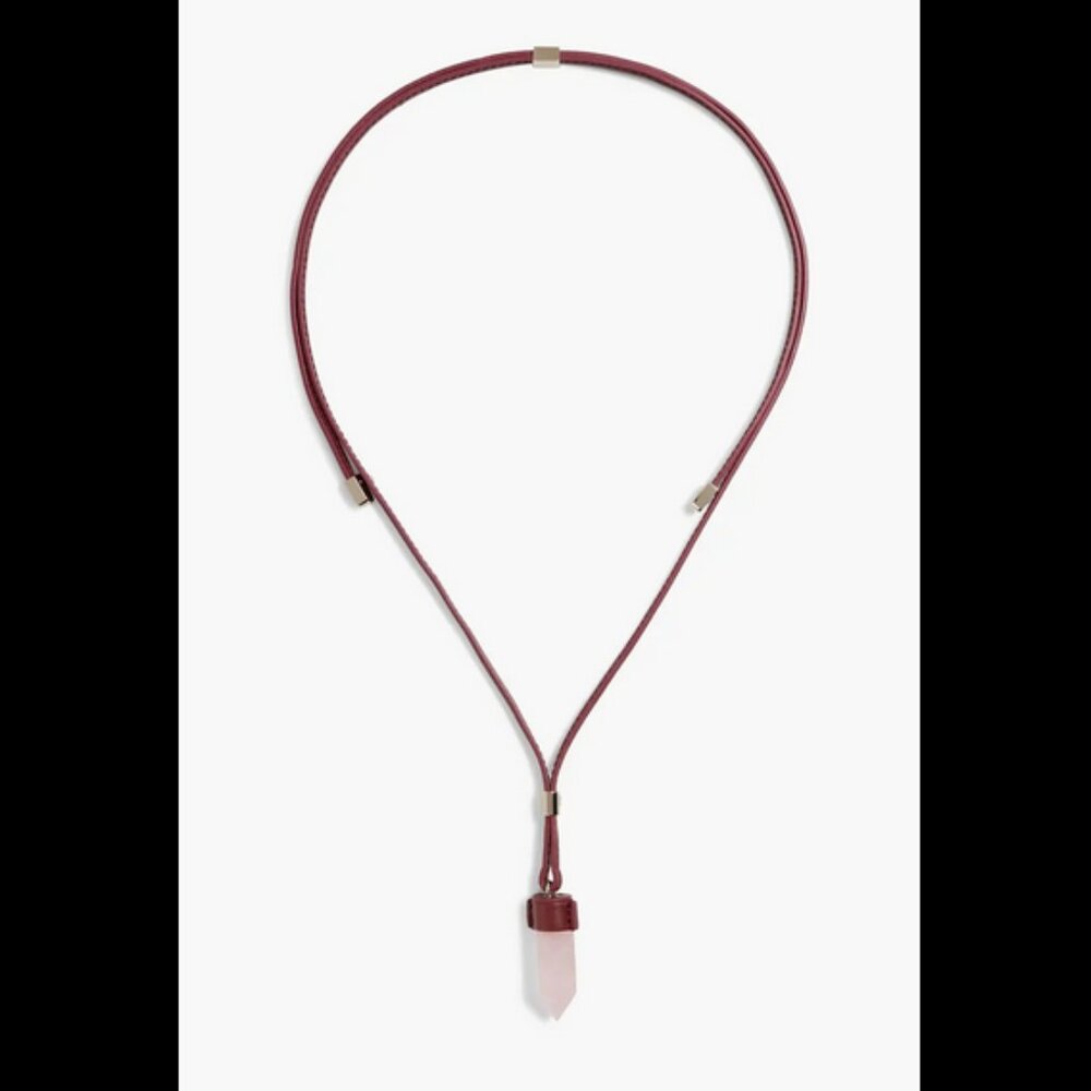 Chloe mini Jemma Necklace Rose Quartz on leather